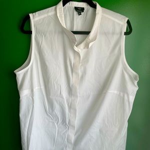 Talbots Womens sleeveless dress shirt white size 18 plus tuxedo